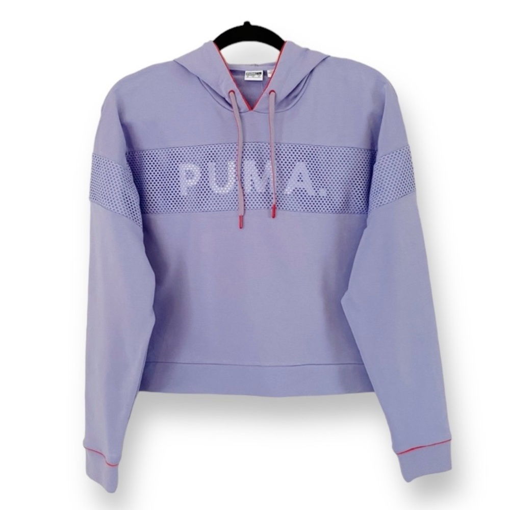 PUMA Lavender Cropped Terry Hoodie - Lightweight Spring Athleisure - Small NWT - Picture 2 of 14